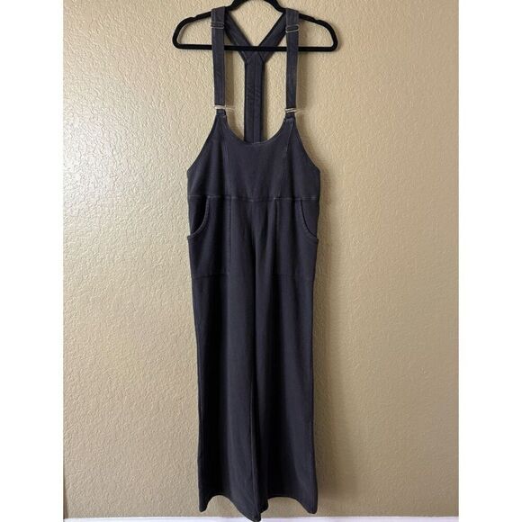 Free People Movement M Relaxed Fit Casual Jumpsuit Washed Black Lounge Comfy New - Picture 1 of 9